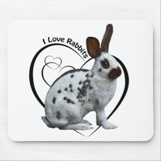 I Love Rabbits Mousemat (White) Mouse Pad