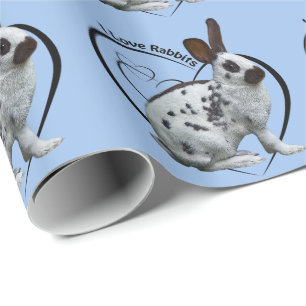 I Love Rabbits Wrapping Paper (Light Blue)