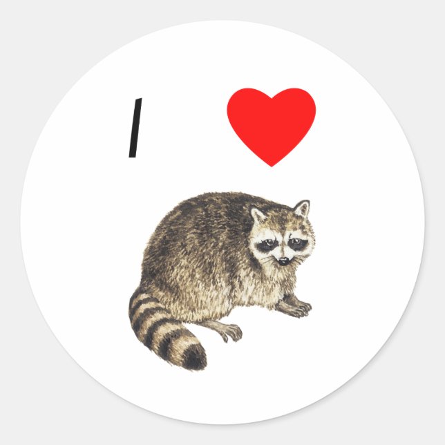 I Love Raccoons Classic Round Sticker (Front)