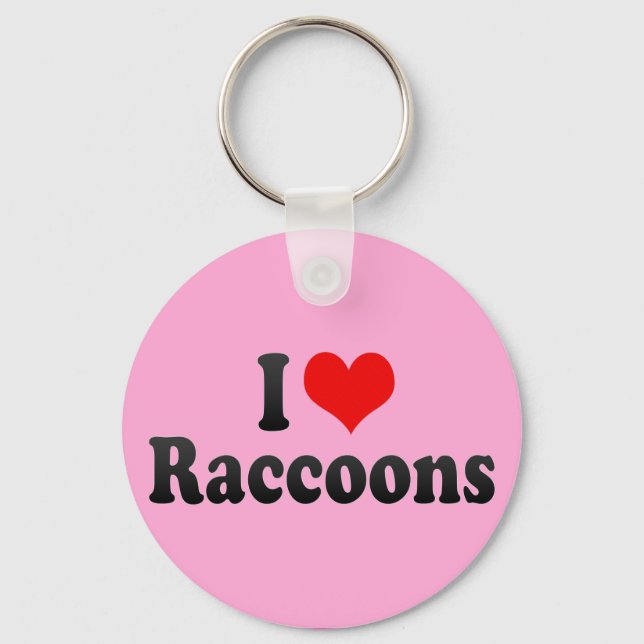 I Love Raccoons Keychain (Front)