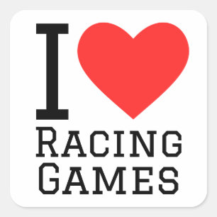 I love racing games square sticker