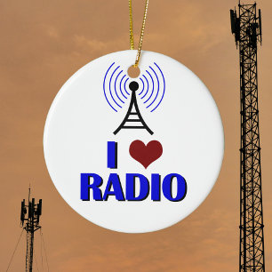 I Love Radio Christmas Ceramic Ornament