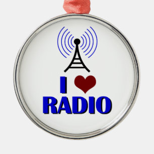 I Love Radio Metal Ornament