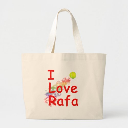 I Love Rafa Tennis Design Large Tote Bag