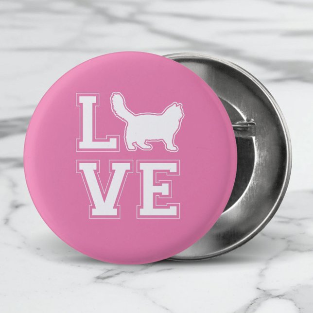 I Love Ragdoll Cats Bold Typography Pink Button (I Love Ragdoll Cats!  Show your affection with this cute Button design!)