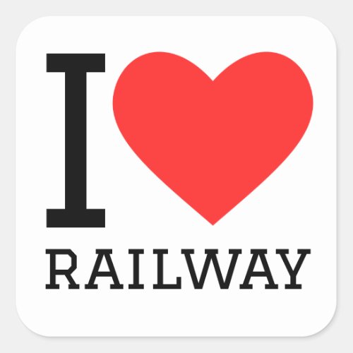 I love railway  square sticker