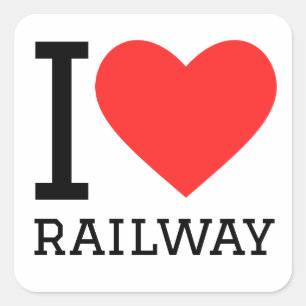 I love railway  square sticker
