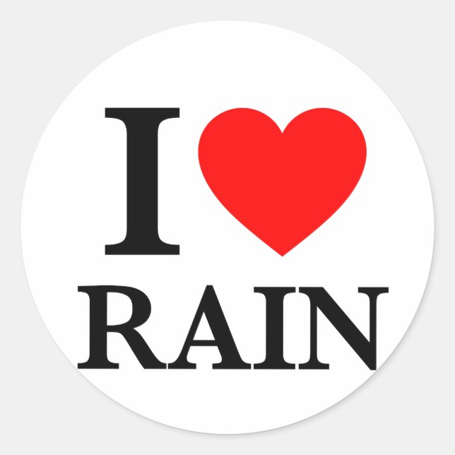 I Love Rain Classic Round Sticker (Front)