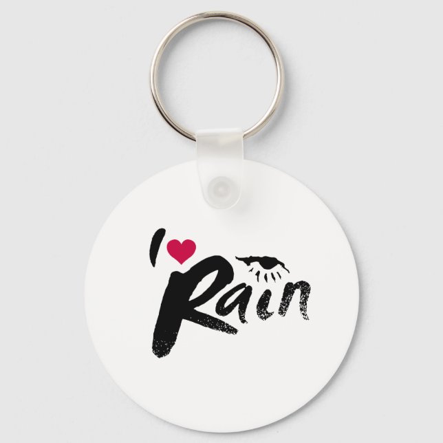 I Love Rain Keychain (Front)