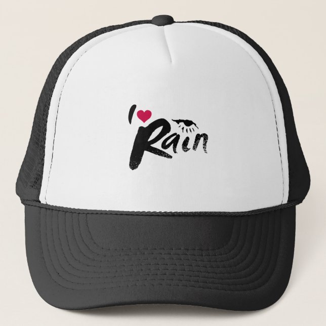 I Love Rain Trucker Hat (Front)