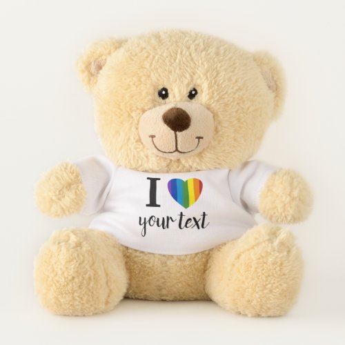 I Love rainbow heart with custom name or text Teddy Bear