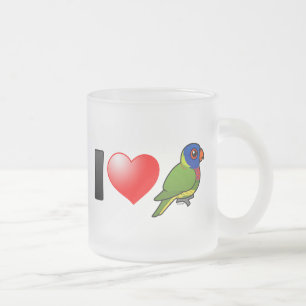 I Love Rainbow Lorikeets Frosted Glass Coffee Mug