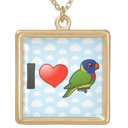 I Love Rainbow Lorikeets Large Necklace