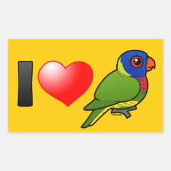 I Love Rainbow Lorikeets Rectangle Sticker
