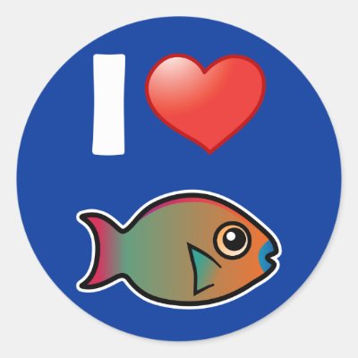 I Love Rainbow Parrotfish Classic Round Sticker