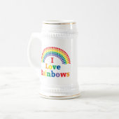I Love Rainbows Gay Gift Beer Stein (Front Left)