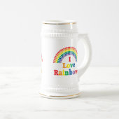 I Love Rainbows Gay Gift Beer Stein (Front Right)
