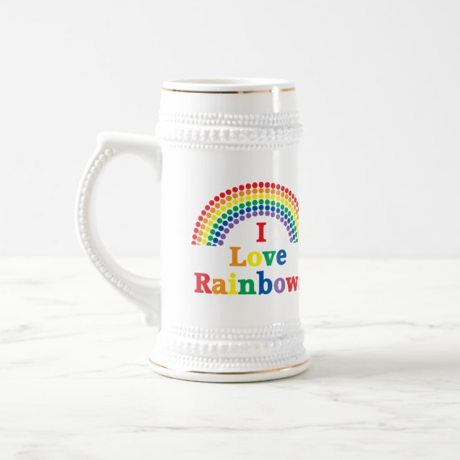 I Love Rainbows Gay Gift Beer Stein (Left)
