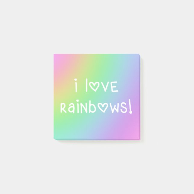 I Love Rainbows Pastel Gradient Post-it Notes (Front)