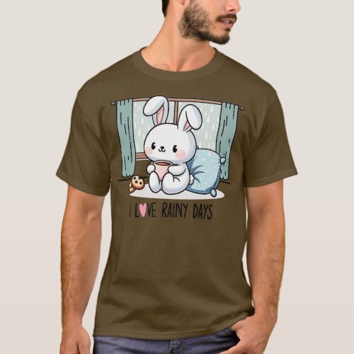 I Love Rainy Days Cozy Rabbit T_Shirt