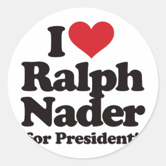 I Love Ralph Nader for President Classic Round Sticker