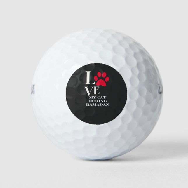 I Love Ramadan With My Cat | Cute Ramadan Design Golf Balls (Front)