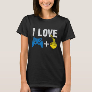 I Love Ramen and Gaming Funny Retro Noodles Gamer T-Shirt