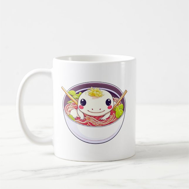 I Love Ramen Axolotl Pun Coffee Mug (Left)