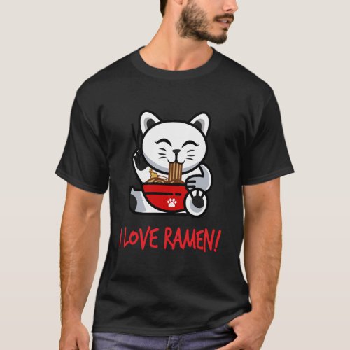 I Love Ramen Noodle Cat Women Teen Girls Boys Adul T_Shirt