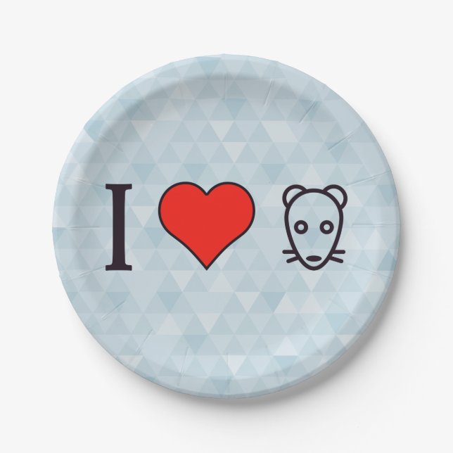 I Love Rats Paper Plates (Front)