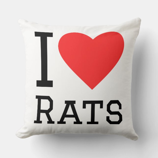 I love rats throw pillow (Front)