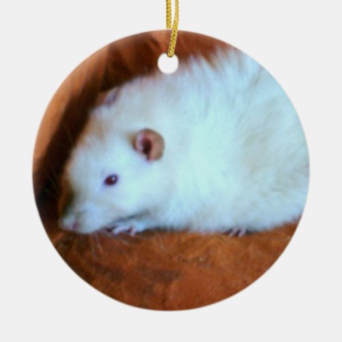 I Love Rats White Rat Snowball Ornament