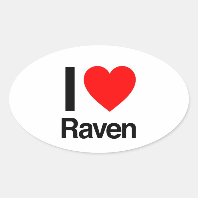 i love raven oval sticker (Front)