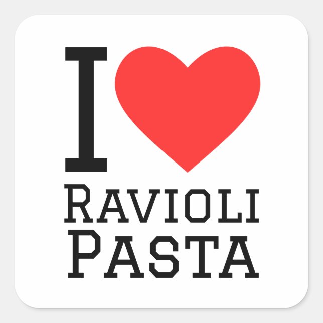 I love ravioli pasta square sticker (Front)