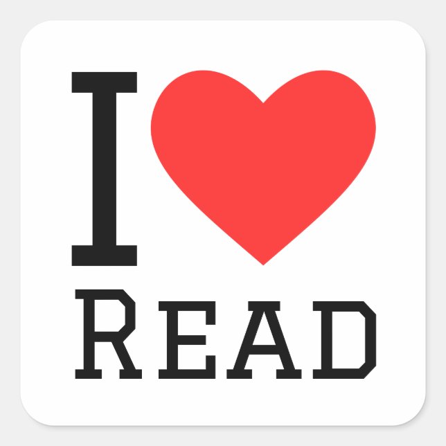 i love read square sticker (Front)