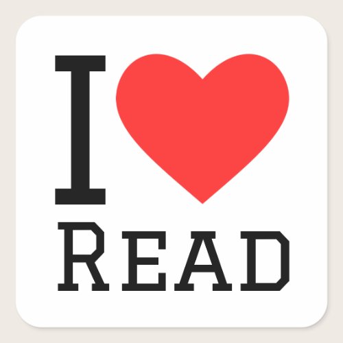 i love read square sticker i love read square sticker