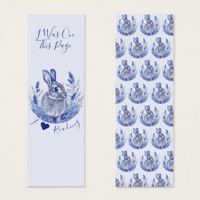 I Love Reading Blue Rabbits Bookmarks (Front & Back)