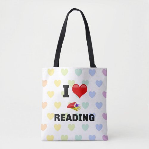I Love Reading colorful design  Tote Bag