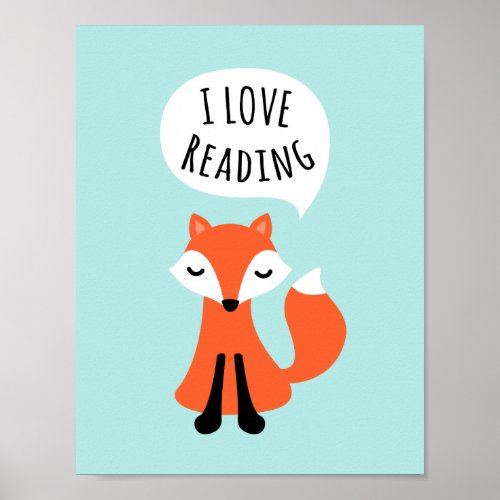 I love reading cute cartoon fox nursery wall art