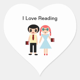 I Love Reading Heart Sticker