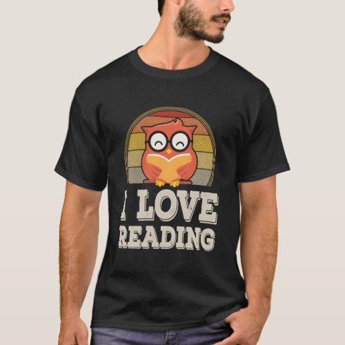 I Love Reading Literary Book Reading Owl T_Shirt