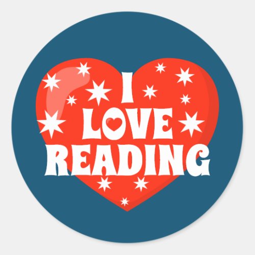 I Love Reading Red White Blue Book Themed Classic Round Sticker