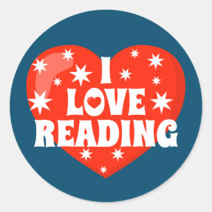 I Love Reading Red White Blue Book Themed Classic Round Sticker