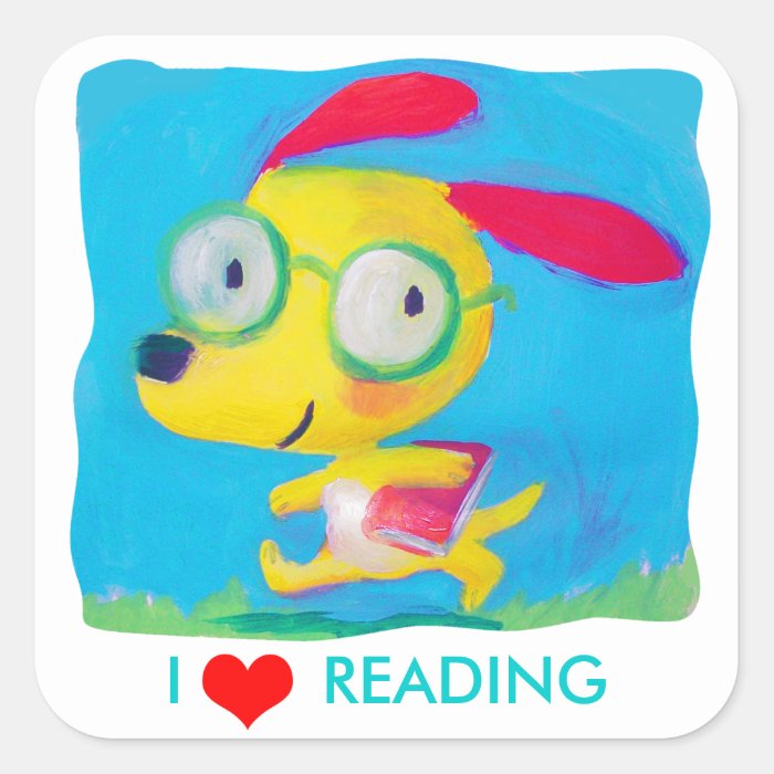 love reading square sticker