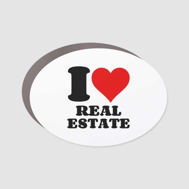 I LOVE REAL ESTATE CAR MAGNET (Front)