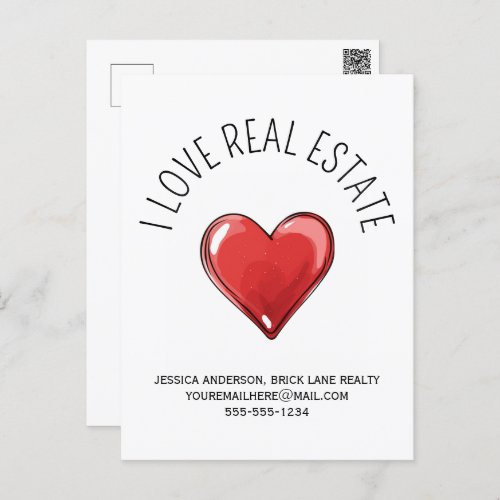 I Love Real Estate Promotional Heart Postcard