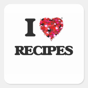 I Love Recipes food design Square Sticker