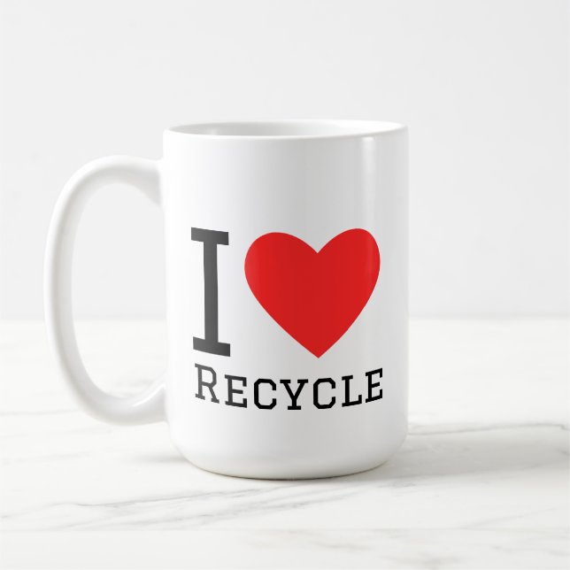 I love recycle square sticker coffee mug (Left)