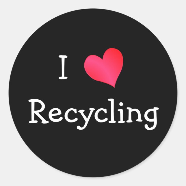 I Love Recycling Classic Round Sticker (Front)