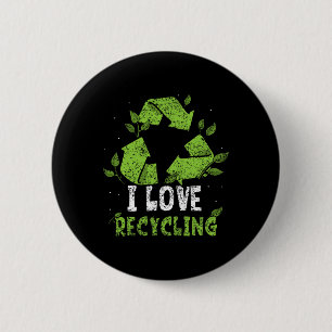 I Love Recycling Trash Earth Day Recycle Environme Button